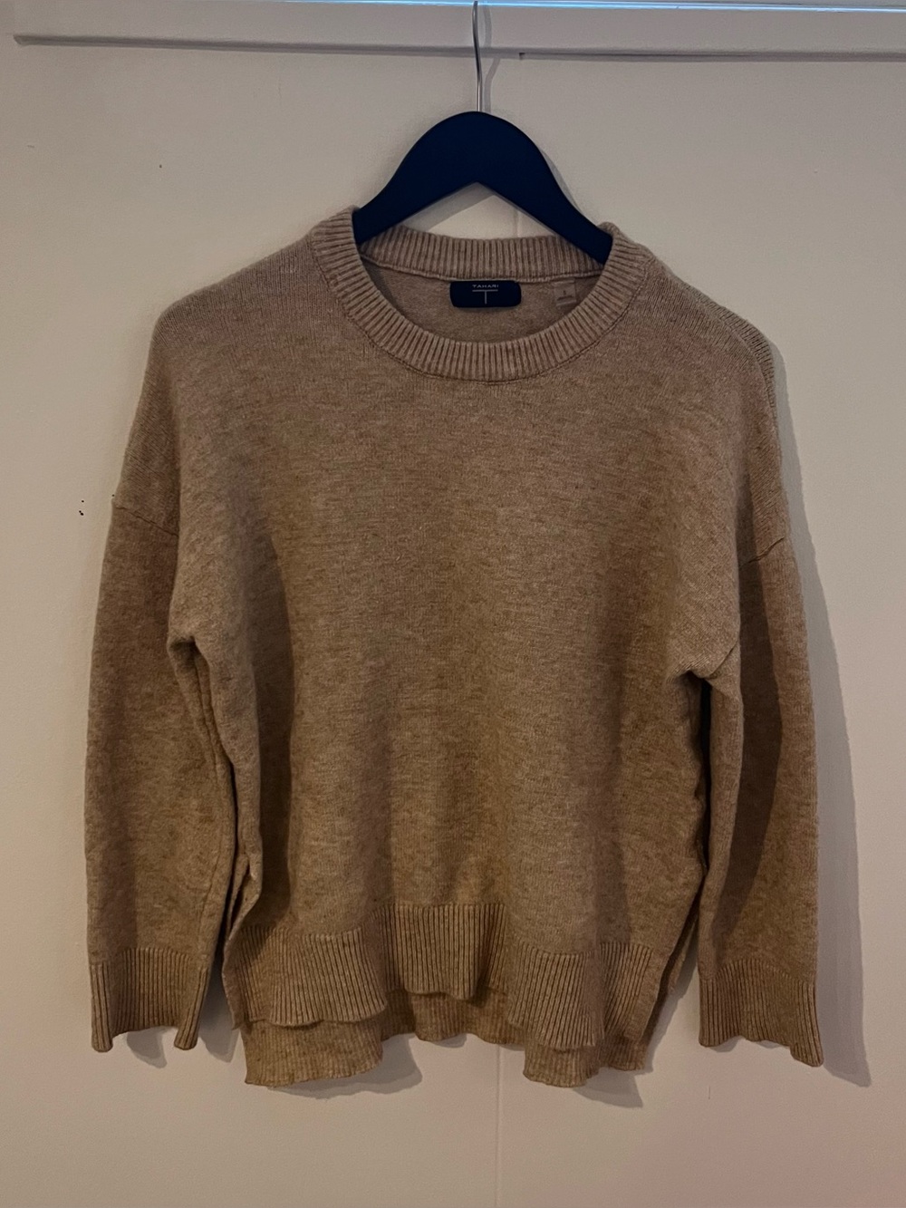 T Tahari Crewneck Split Hem Sweater